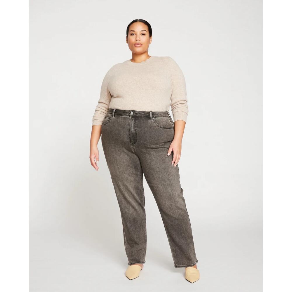 Universal Standard Donna Highrise Curve Straight Leg Jean Stonewash Black 8 Long